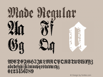 Made Regular Version 1.00 March 21, 2004, initial release Font Sample