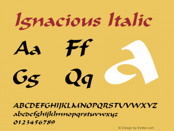 Ignacious Italic W.S.I. Int'l v1.1 for GSP: 6/20/95图片样张