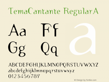 TemaCantante RegularA Version 1.000 Font Sample