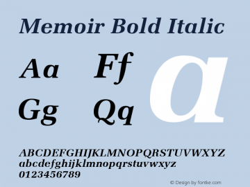 Memoir Bold Italic The IMSI MasterFonts Collection, tm 1995 IMSI图片样张