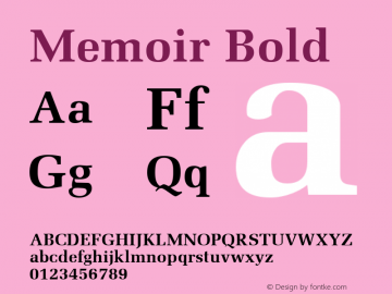 Memoir Bold Publisher's Paradise -- Media Graphics International Inc. Font Sample