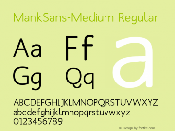 MankSans-Medium Regular 1.0 2004-03-31 Font Sample