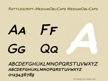 Rattlescript-MediumObliCaps MediumObliCaps Version 004.301 Font Sample