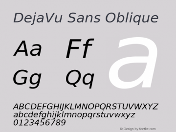 DejaVu Sans Oblique Version 2.29 Font Sample