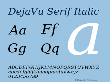 DejaVu Serif Italic Version 2.33 Font Sample