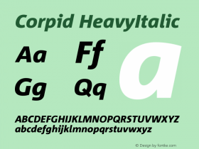 Corpid HeavyItalic Version 001.072 Font Sample