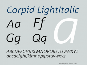 Corpid LightItalic Version 001.072 Font Sample