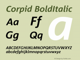 Corpid BoldItalic Version 001.072 Font Sample
