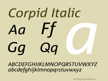 Corpid Italic Version 001.072 Font Sample