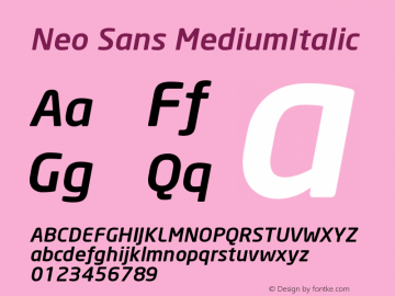 Neo Sans MediumItalic Version 001.000图片样张