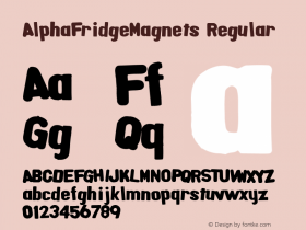 AlphaFridgeMagnets Regular Macromedia Fontographer 4.1.5 6/20/04 Font Sample