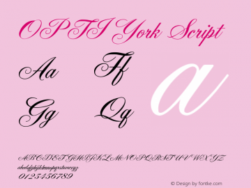 OPTIYork Script Version 001.000 Font Sample