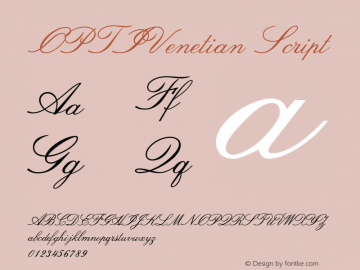 OPTIVenetian Script Version 001.000 Font Sample