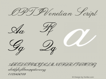 OPTIVenetian Script Version 001.000 Font Sample