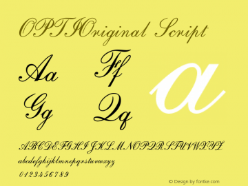 OPTIOriginal Script Version 001.000 Font Sample