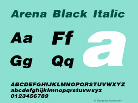 Arena Black Italic (C)opyright 1992 W.S.I.  8/1/92 Font Sample