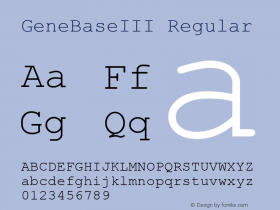 GeneBaseIII Regular MS core font:v1.00 Font Sample