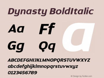 Dynasty BoldItalic Version 001.000 Font Sample