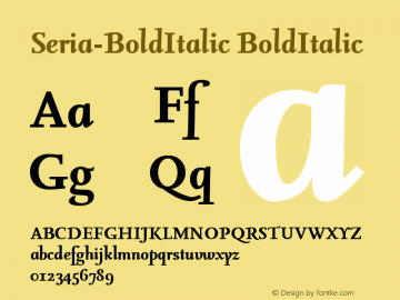 Seria-BoldItalic BoldItalic Version 004.301 Font Sample