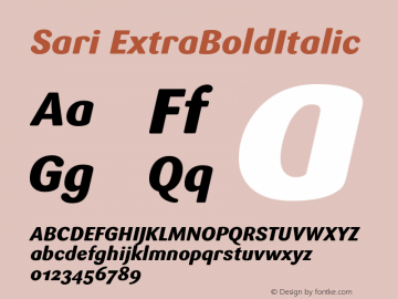 Sari ExtraBoldItalic Version 001.000 Font Sample