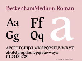 BeckenhamMedium Roman v1.0  3/17/94 Font Sample