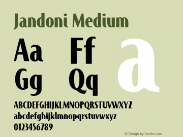 Jandoni Medium Version 001.000 Font Sample