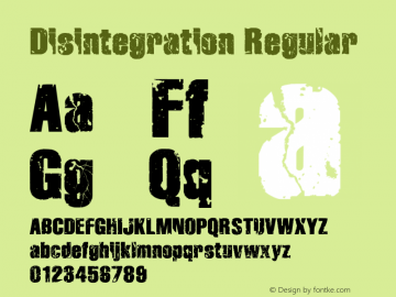 Disintegration Regular Macromedia Fontographer 4.1.3 06/20/2000图片样张