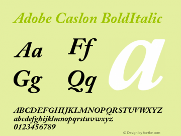 Adobe Caslon BoldItalic Version 001.002 Font Sample