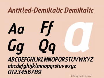 Antitled-DemiItalic DemiItalic Version 001.000 Font Sample