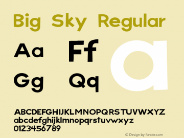 Big Sky Regular Version 0.01 2004 Font Sample