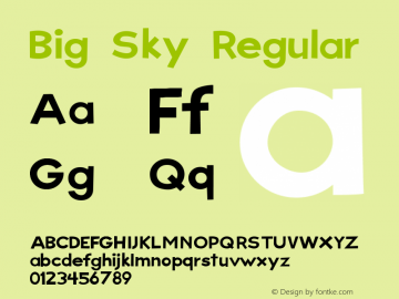 Big Sky Regular Version 0.01 2004 Font Sample