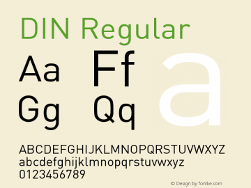DIN Regular Version 001.000 Font Sample
