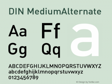 DIN MediumAlternate Version 001.000 Font Sample