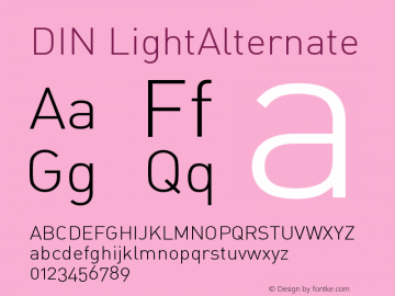 DIN LightAlternate Version 001.000 Font Sample