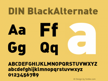 DIN BlackAlternate Version 001.000 Font Sample