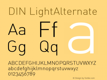 DIN LightAlternate Version 001.000 Font Sample