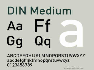 DIN Medium Version 001.000 Font Sample