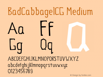 BadCabbageICG Medium Version 001.000 Font Sample