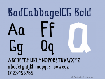 BadCabbageICG Bold Version 001.000 Font Sample