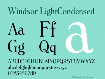 Windsor LightCondensed Version 003.001 Font Sample