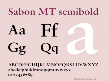 Sabon MT semibold 001.001 Font Sample