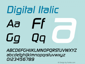 Digital Italic Altsys Fontographer 3.5  31.01.1994 Font Sample