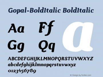 Gopal-BoldItalic BoldItalic Version 001.000图片样张