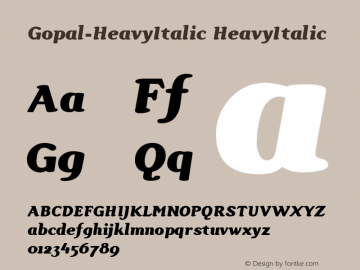 Gopal-HeavyItalic HeavyItalic Version 001.000图片样张