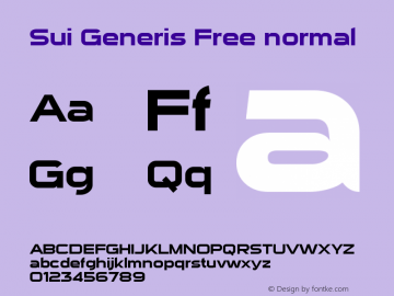Sui Generis Free normal Version 001.001 Font Sample