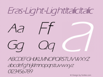 Eras-Light-Light Italic Italic Unknown Font Sample