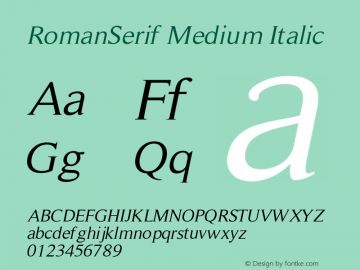 RomanSerif Medium Italic 1.0 2004-10-16图片样张