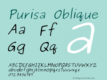 Purisa Oblique Version 002.014: 2012-02-13 Font Sample