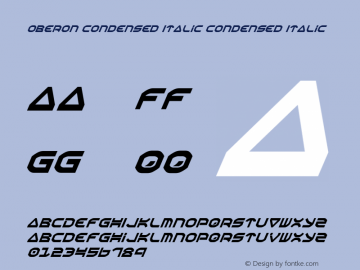 Oberon Condensed Italic Condensed Italic 1.2 Font Sample