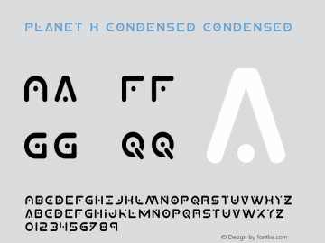 Planet X Condensed Condensed Version 3.0; 2015 Font Sample